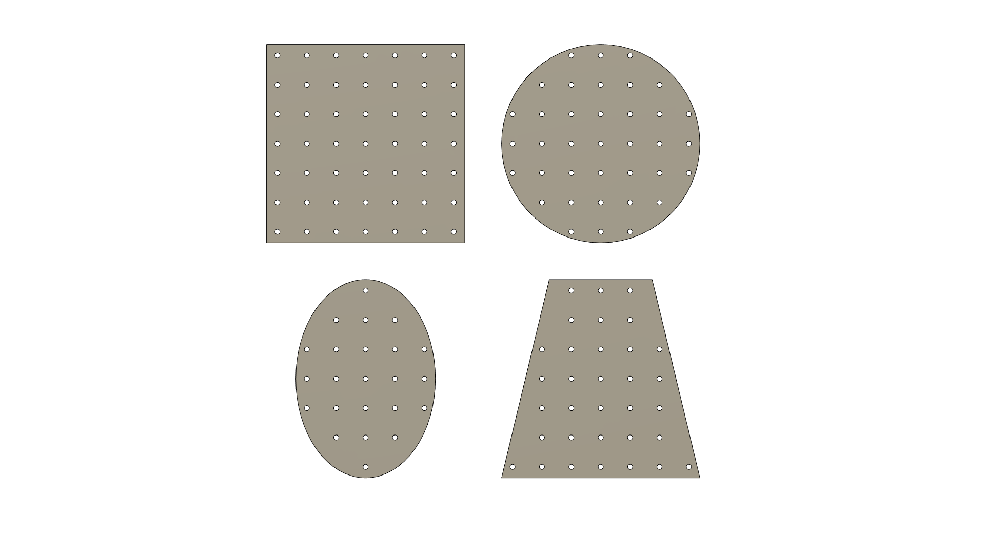 Example of ORP plates of different shape